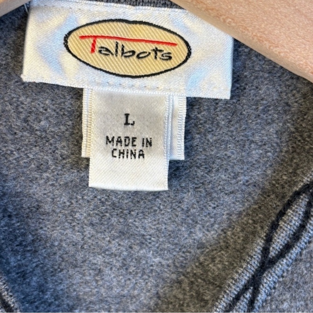 Talbots Dark Grey Knit Wool Sweater -Large - Picture 4 of 5